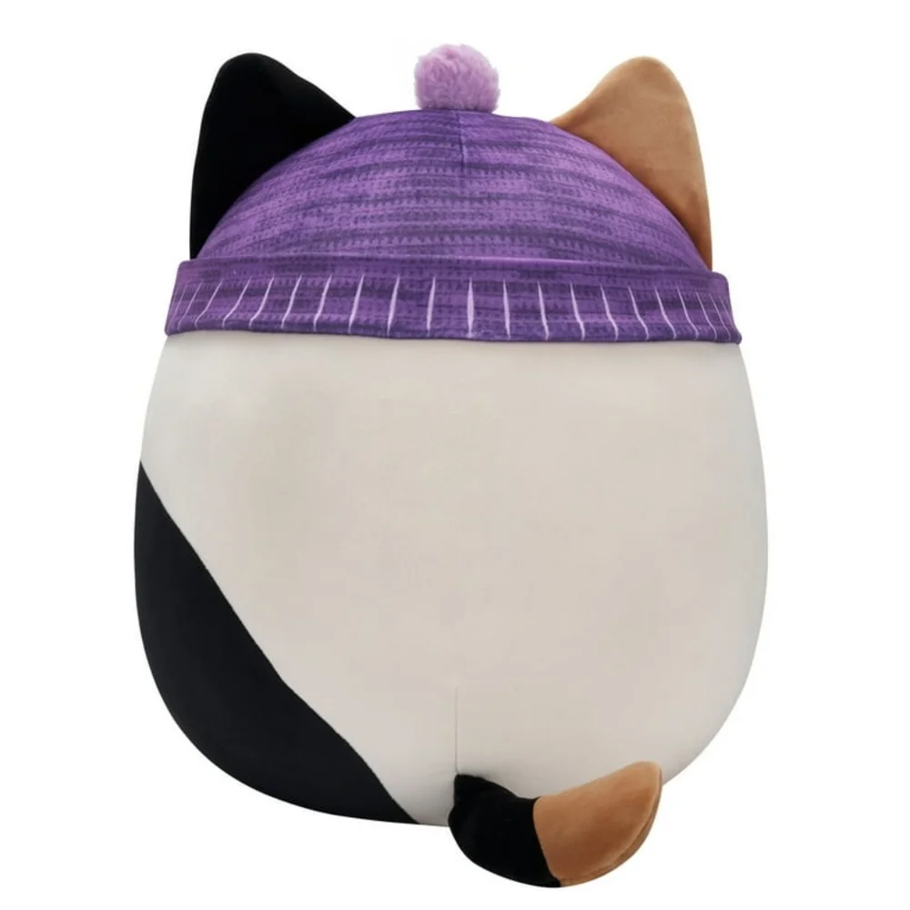 Authentic Squishmallow Plush Cat Toy with Purple Hat